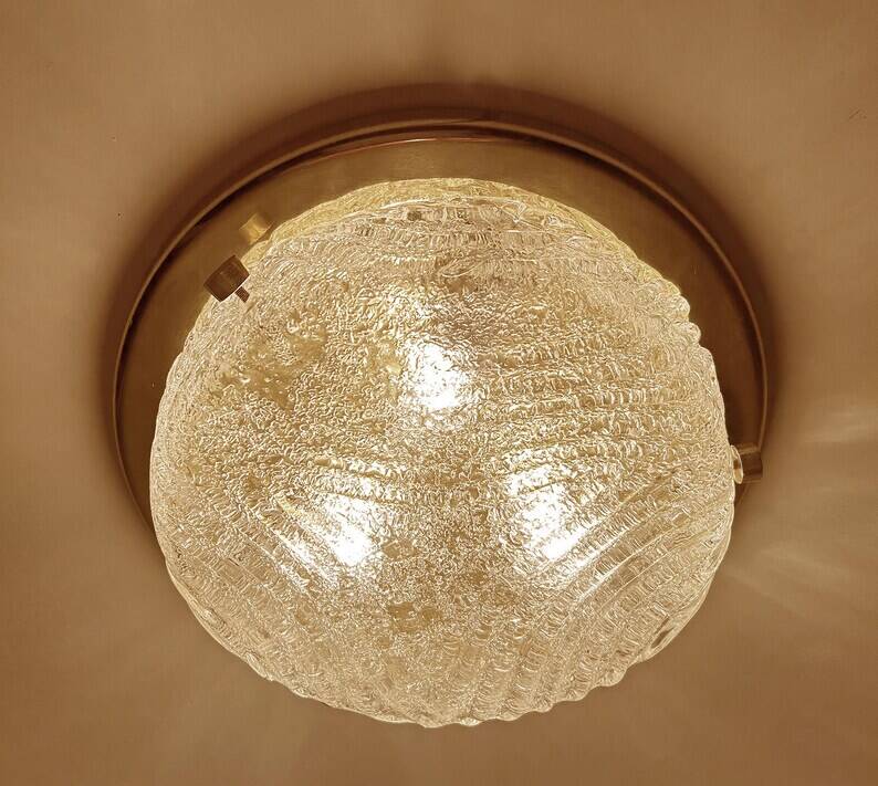 Vintage Murano Glass Flush Mount Light, 1970s