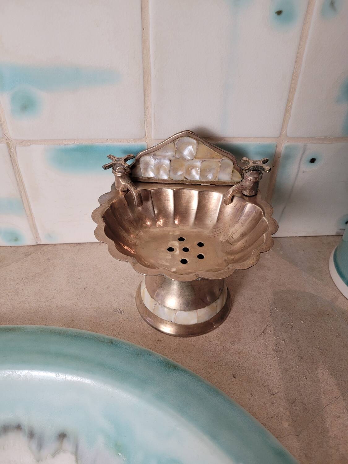 Two brass soap dishes