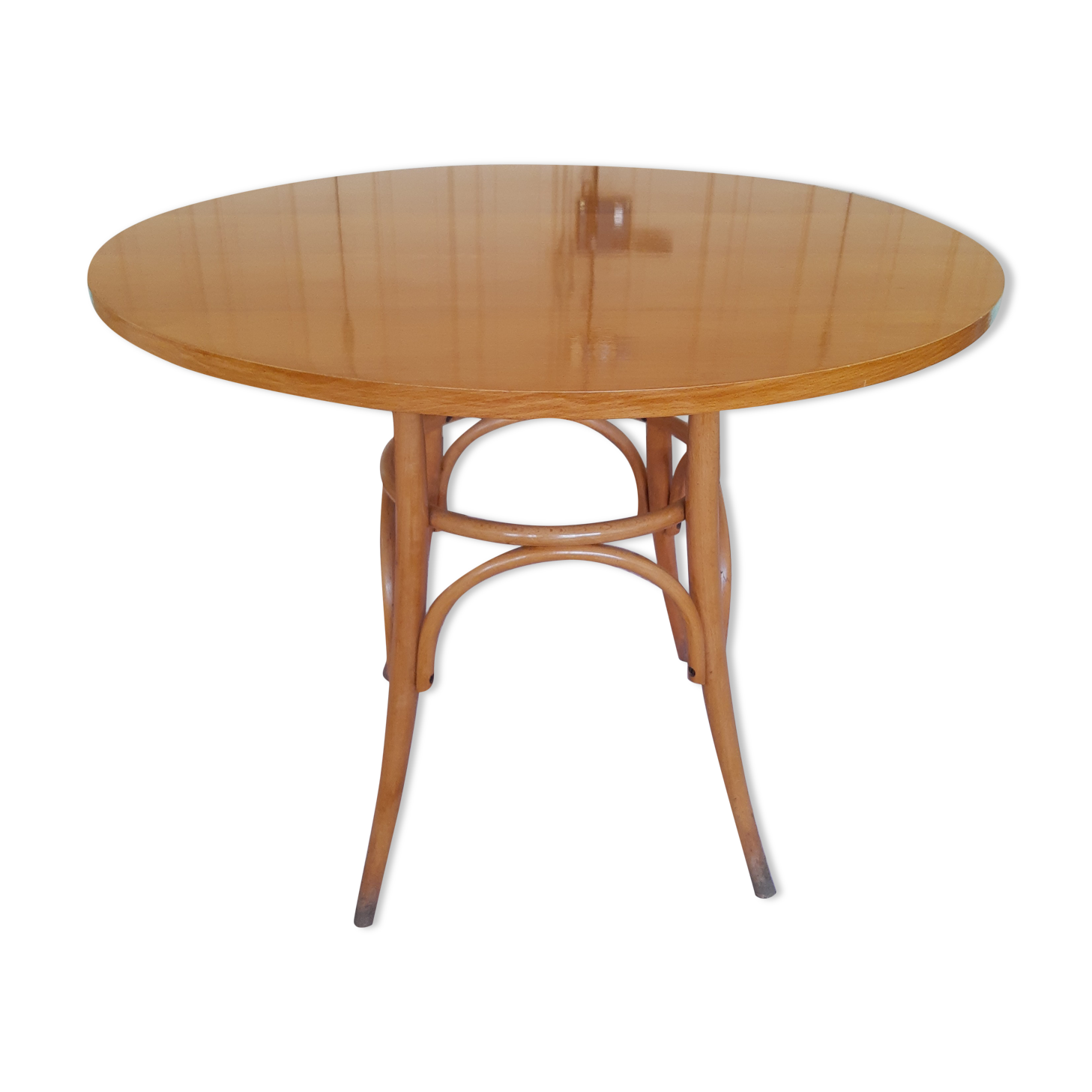Round dining table vintage curved wooden foot