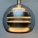 Suspended globe lamp in aluminium and glass in German Space style from the 1960s mid-century by Doria.