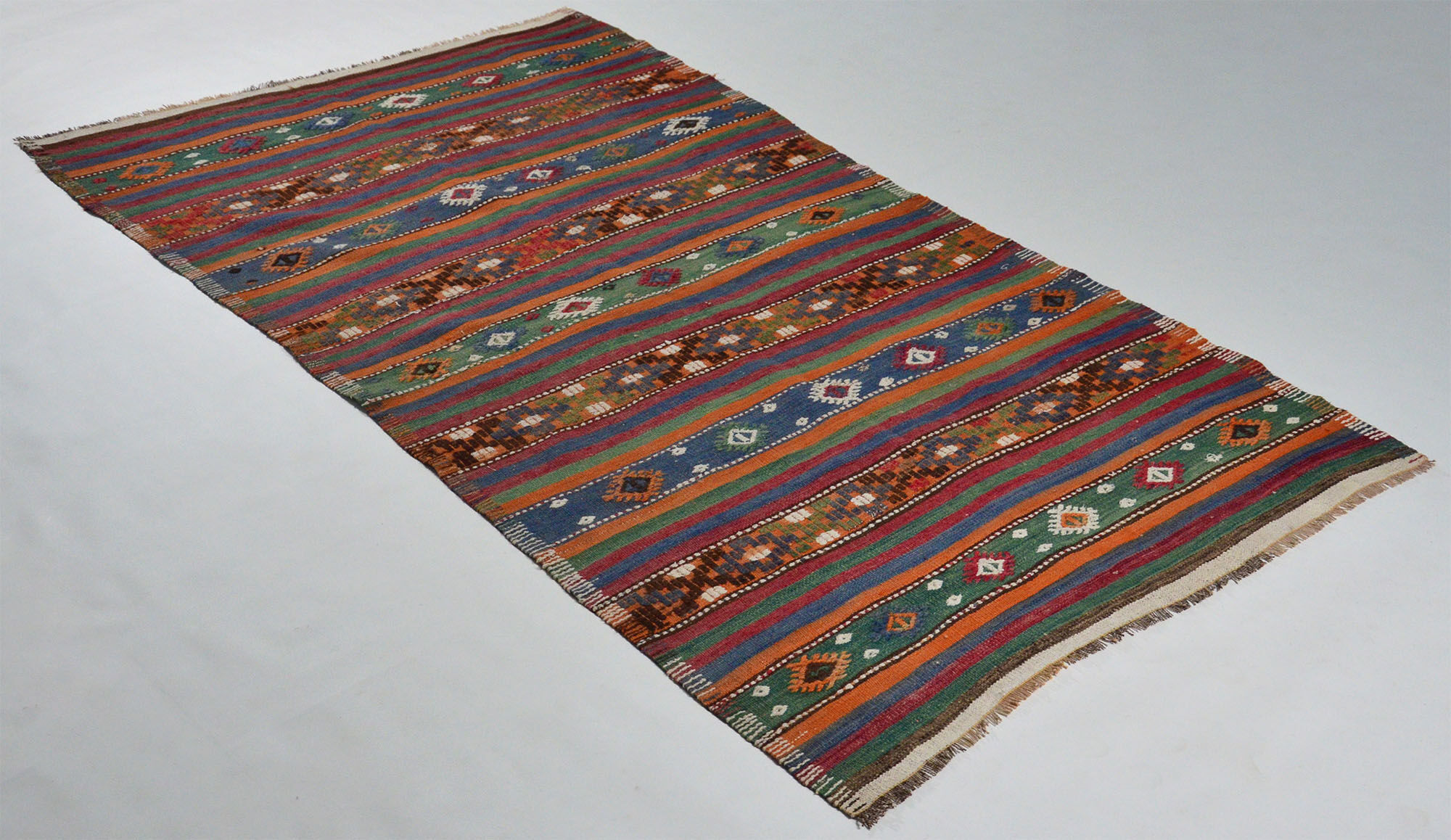 Anatolian handmade kilim rug 244 cm x 132 cm