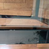 Rectangular table, end of sofa in metal and glass Vintage Vandel stone