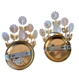 Pair of Banci Florence gold metal and crystal flower wall sconces