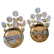 Pair of Banci Florence gold metal and crystal flower wall sconces