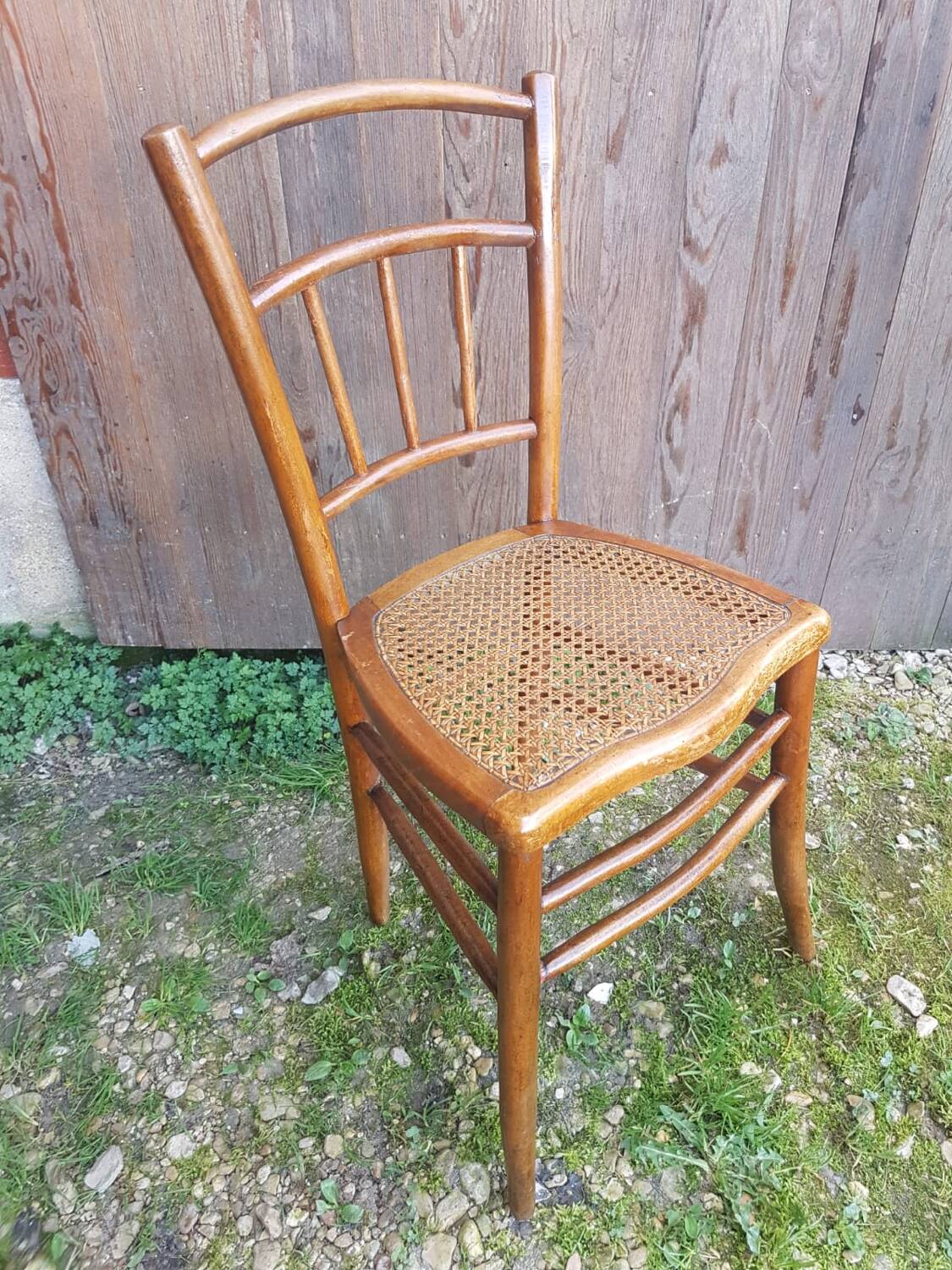 Old thonet style bistro chair turned wood + vintage cane seat