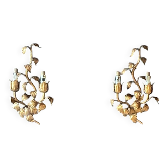 Pair of gold wall sconces