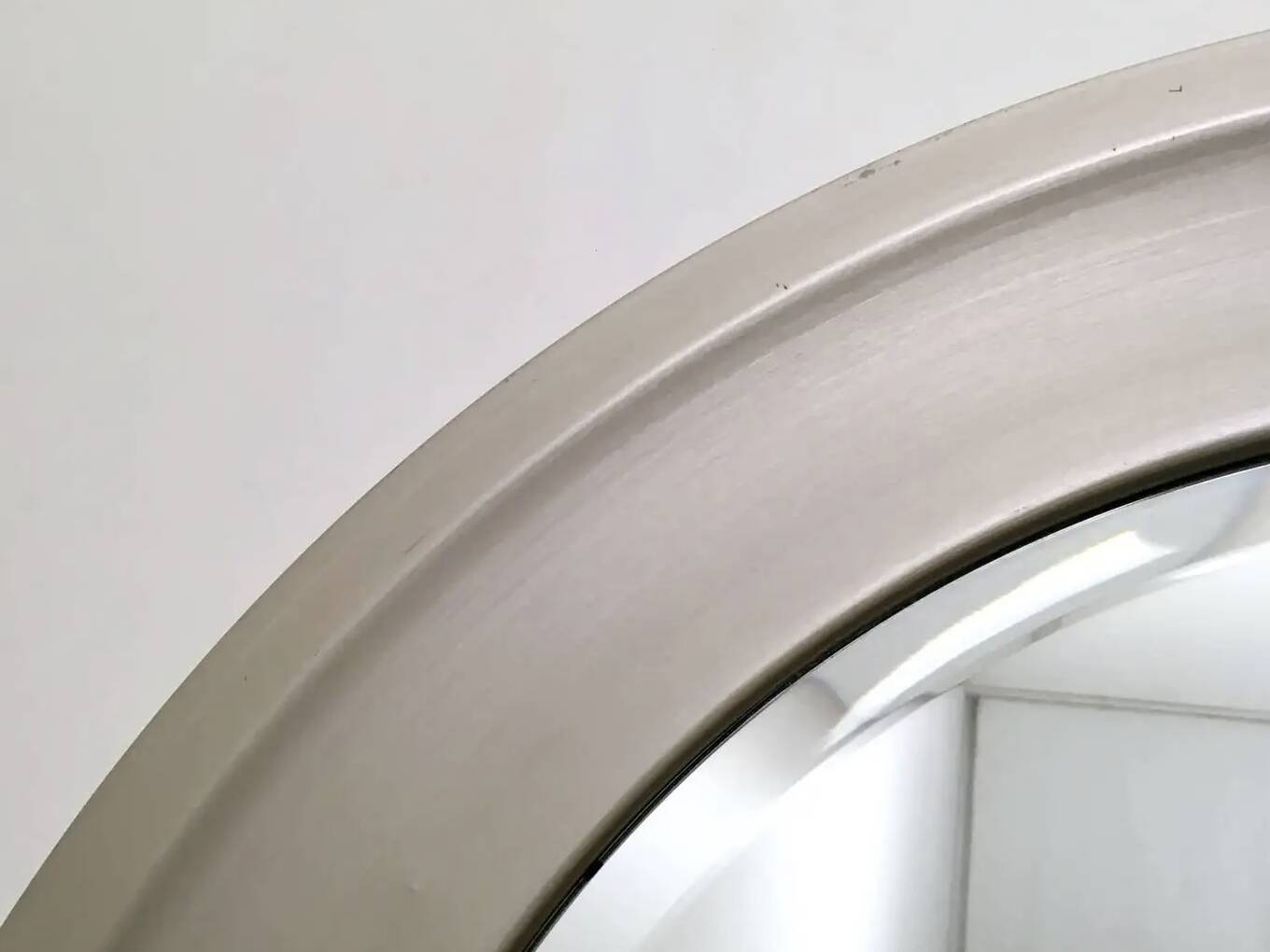 Round Silver Steel Wall Mirror Attributed to Sergio Mazza, Italy