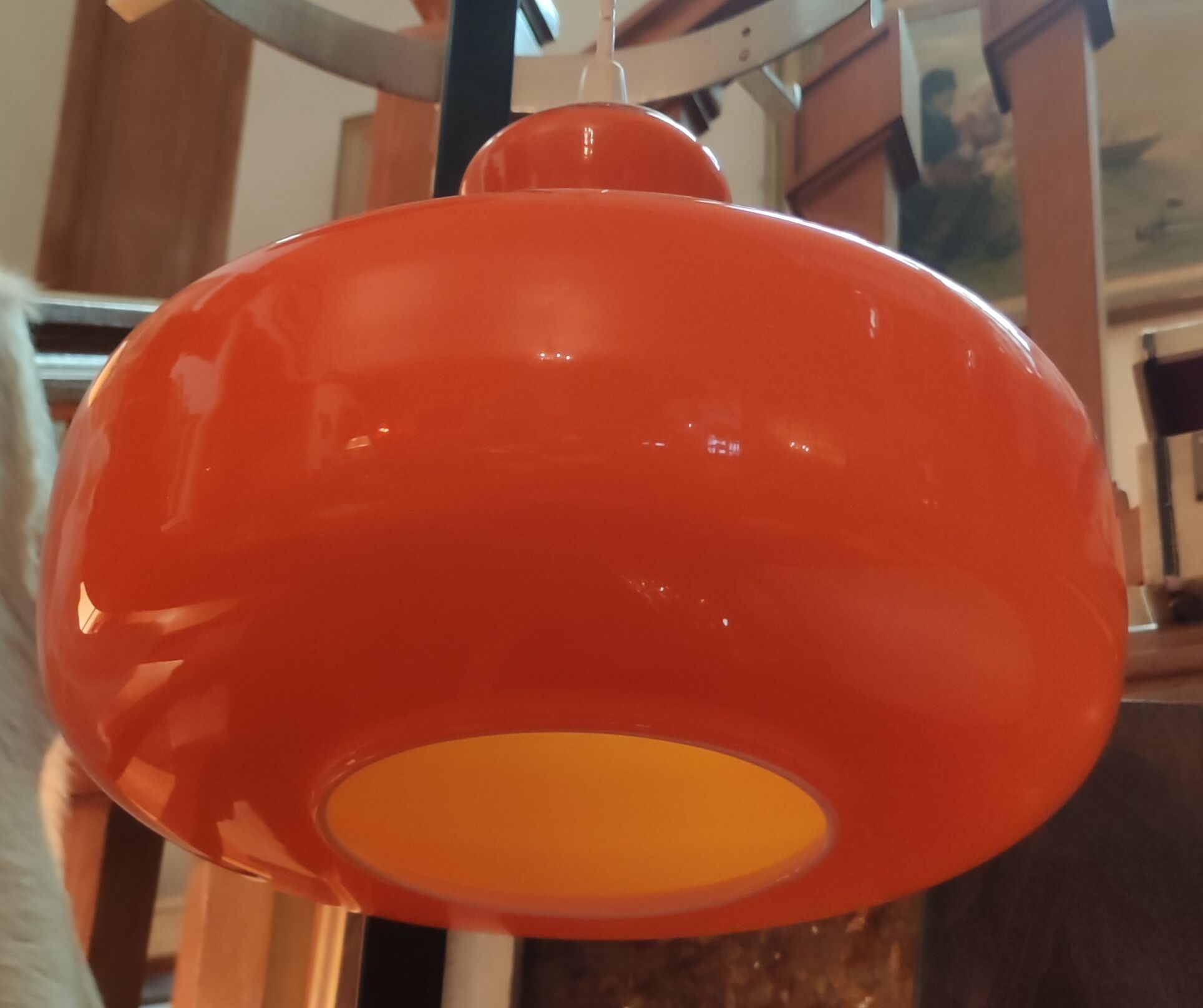 Vintage orange opaline pendant lamp