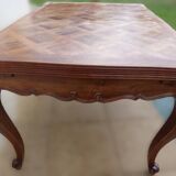 Italian-style table and its two removable extensions in solid walnut wood