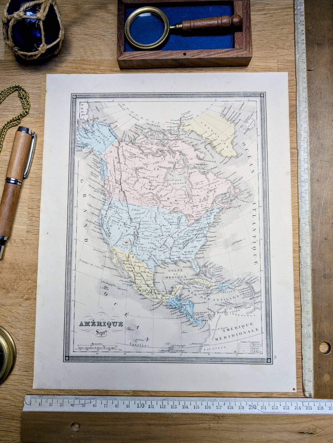 North America, old map, printed in 1852.