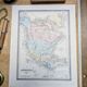 North America, old map, printed in 1852.