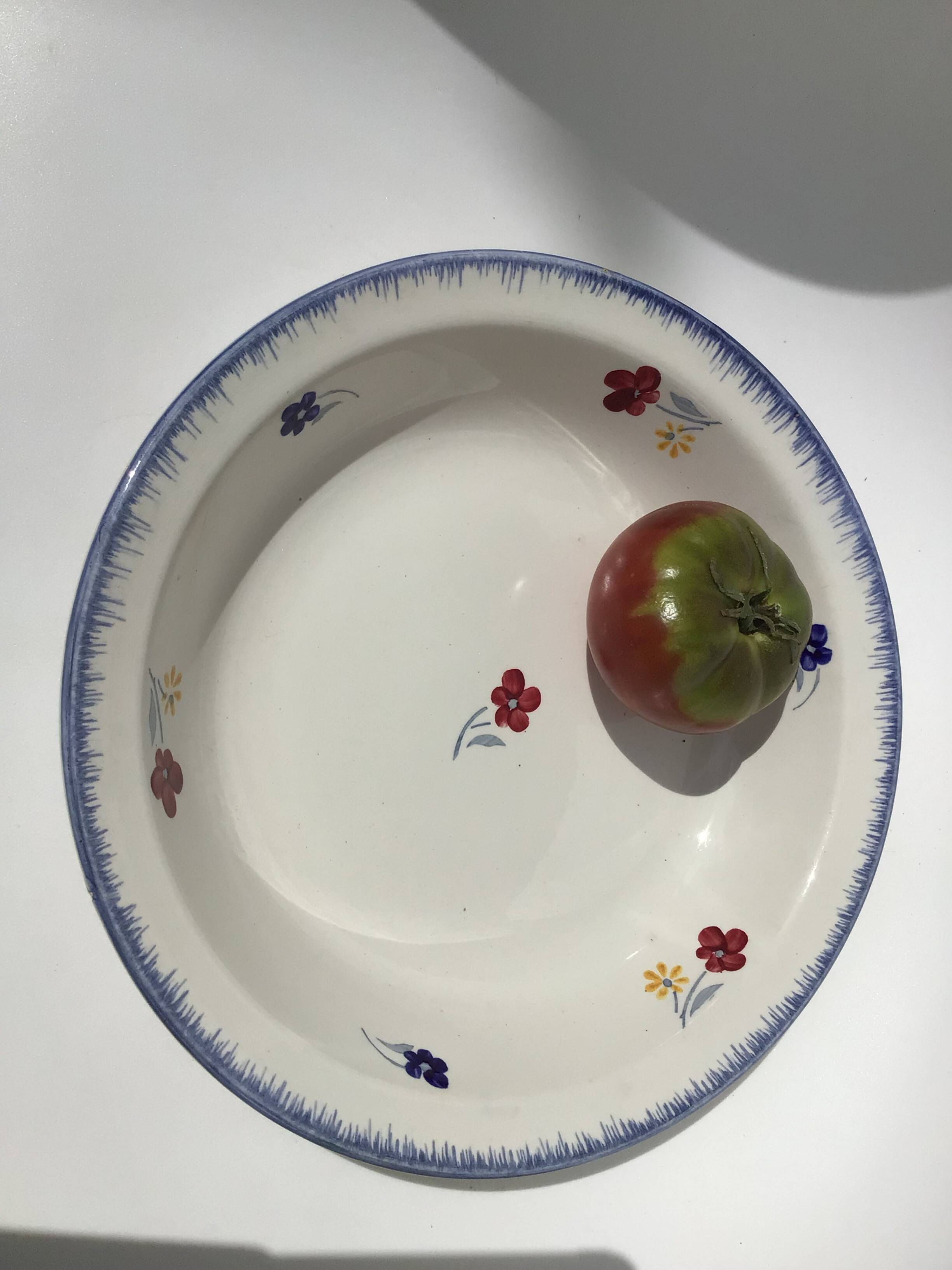 Mary Lou Digoin hollow dish blue edge diameter 25
