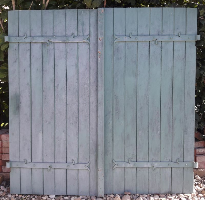 Pair of wooden iron hanging shutters
