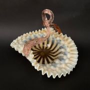 Corbeille Murano en verre soufflé opalin, Italie, années 1950-1960