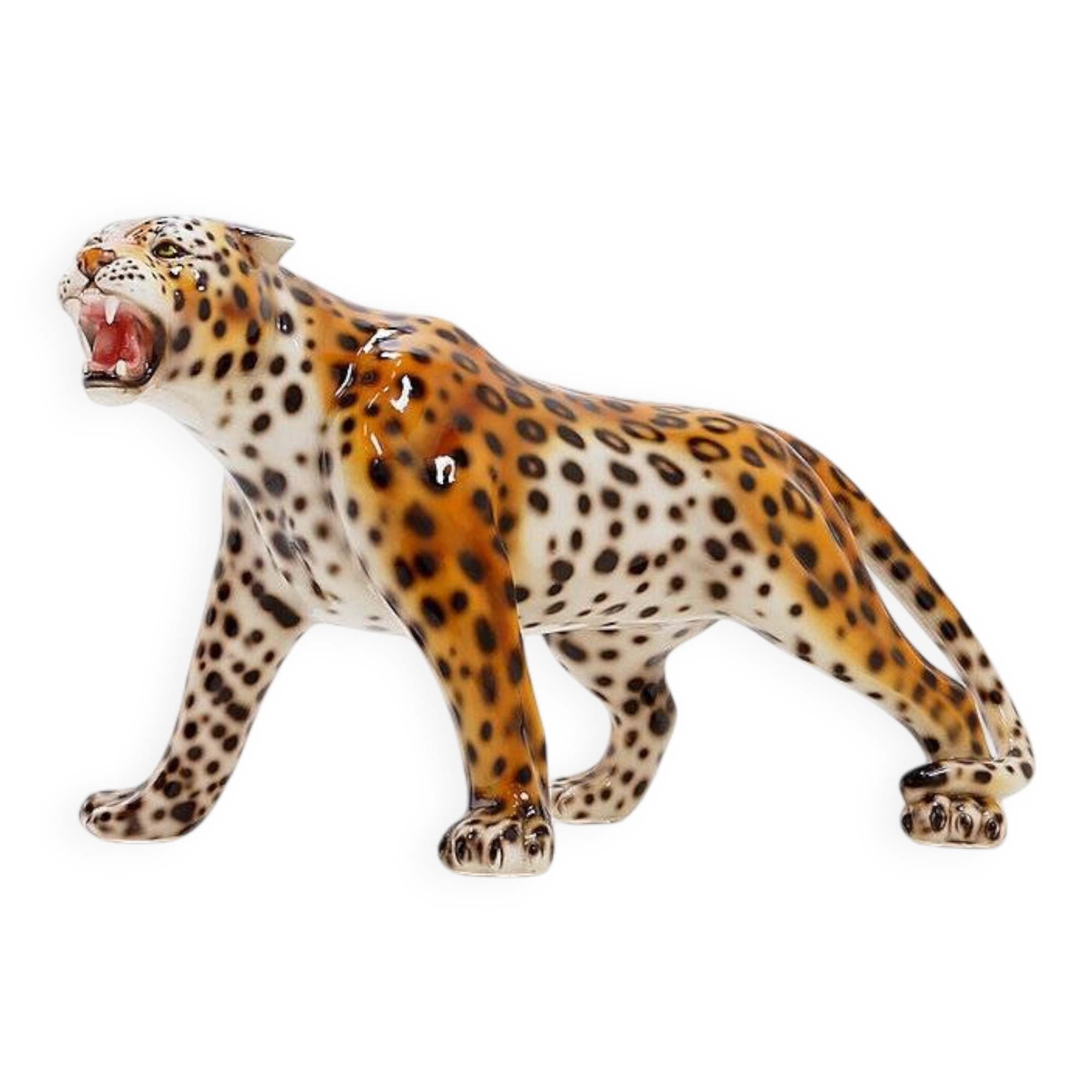 Ceramic sculpture of a leopard by "Ceramiche Boxer" - Italy