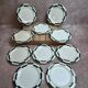 Set of 10 dessert plates Salins – Opaceline Jamier Green – vintage checkered