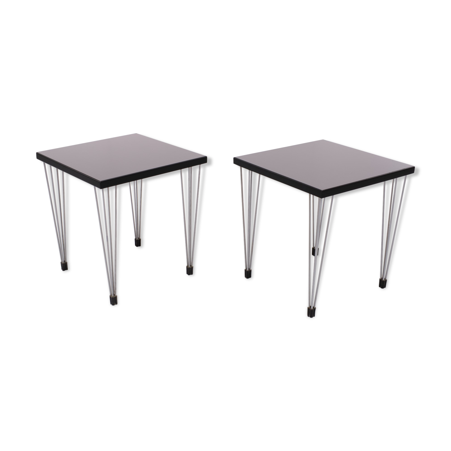 Two Scandinavian hairpin legs side tables 1970s