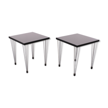 Two Scandinavian hairpin legs side tables 1970s