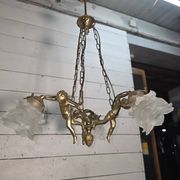 Lustre aux angelots en bronze années 70