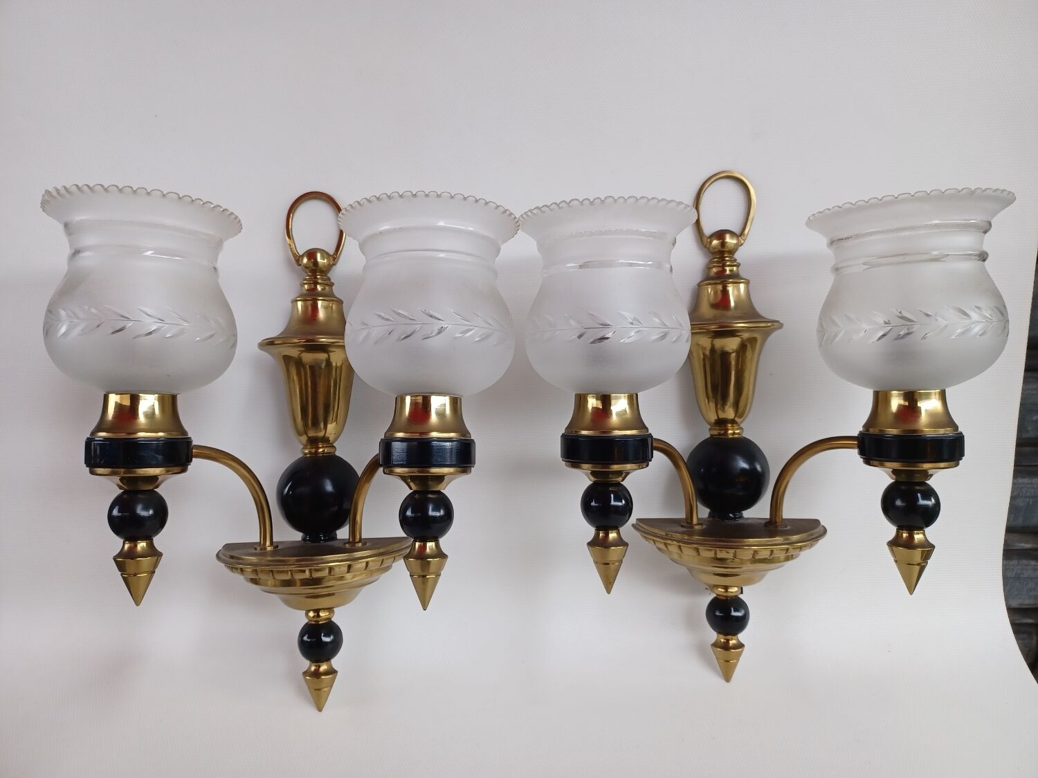 Pair of neoclassical style bronze sconces, 20th century