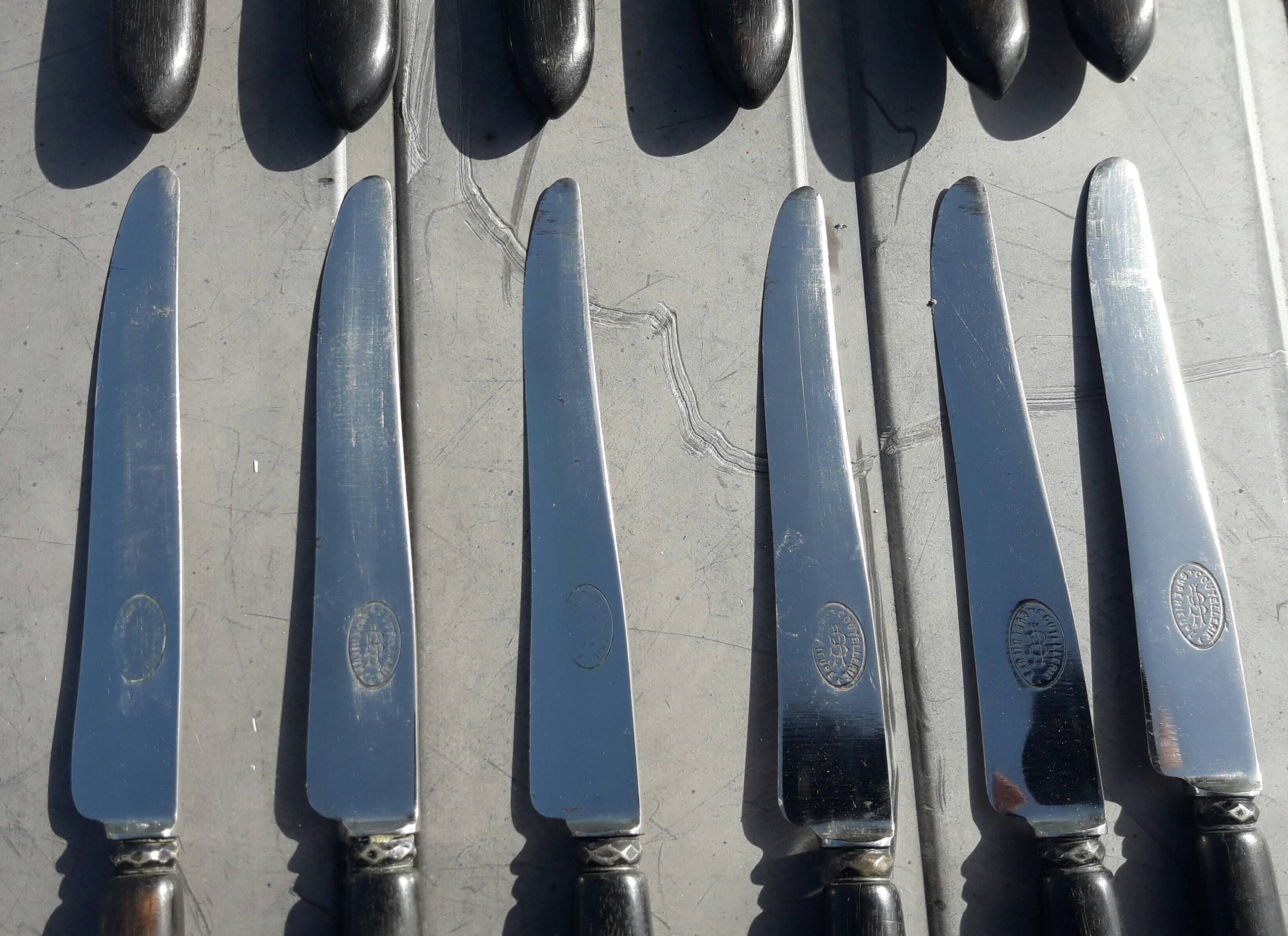 Set of 12 fruit knives with ebony handles coutellerie supérieure