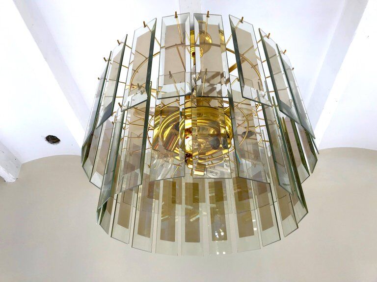 Chandelier frame Fontana Arte Murano 1970 Crystal