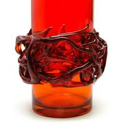 Crown of Thorns vase, red glass, designed by J. Słuczan-Orkusz, Poland, 1970s