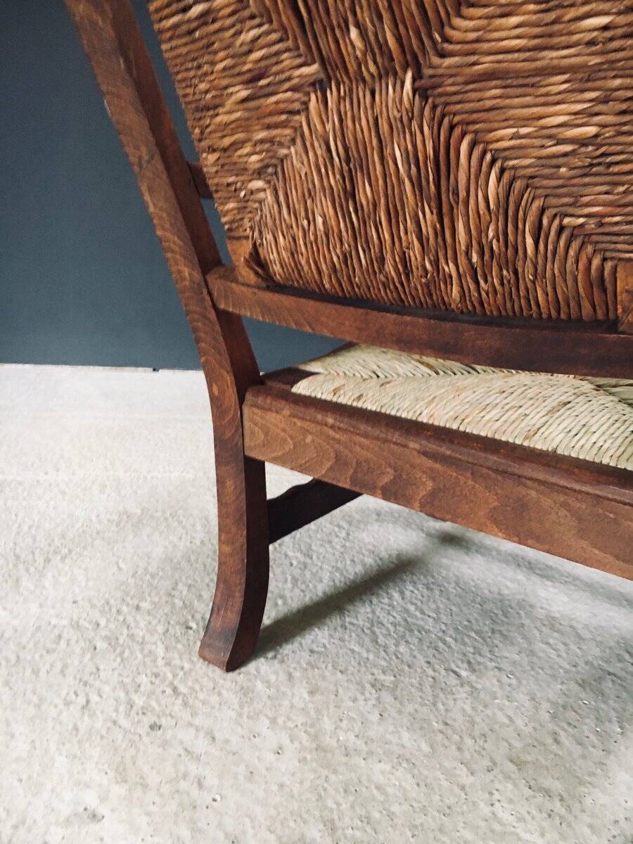 Arts & Crafts Handcrafted Low Lounge Armchairs, Belgium, 1920s, Set of 2