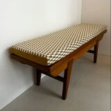 Oak bench with custom cushion