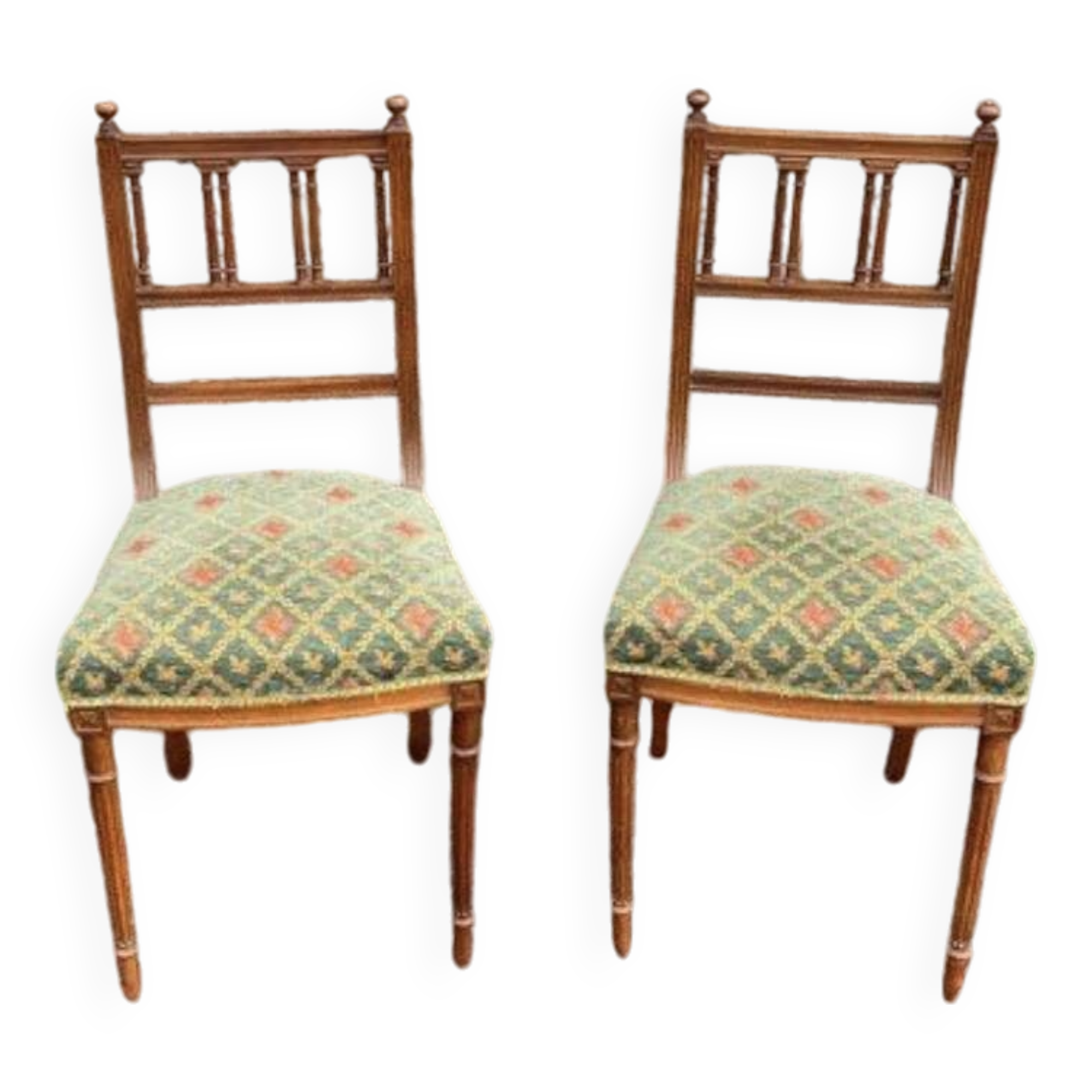 2 Napoleon III chairs upholstered in tapestry