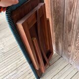 Table d'appoint pliante en bois et rotin 1960
