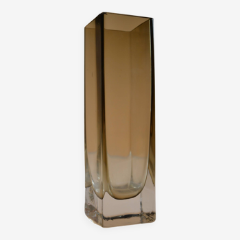 Murano Sommerso vase parallélépipédique moderniste en verre fumé