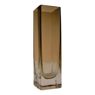 Murano Sommerso vase parallélépipédique moderniste en verre fumé