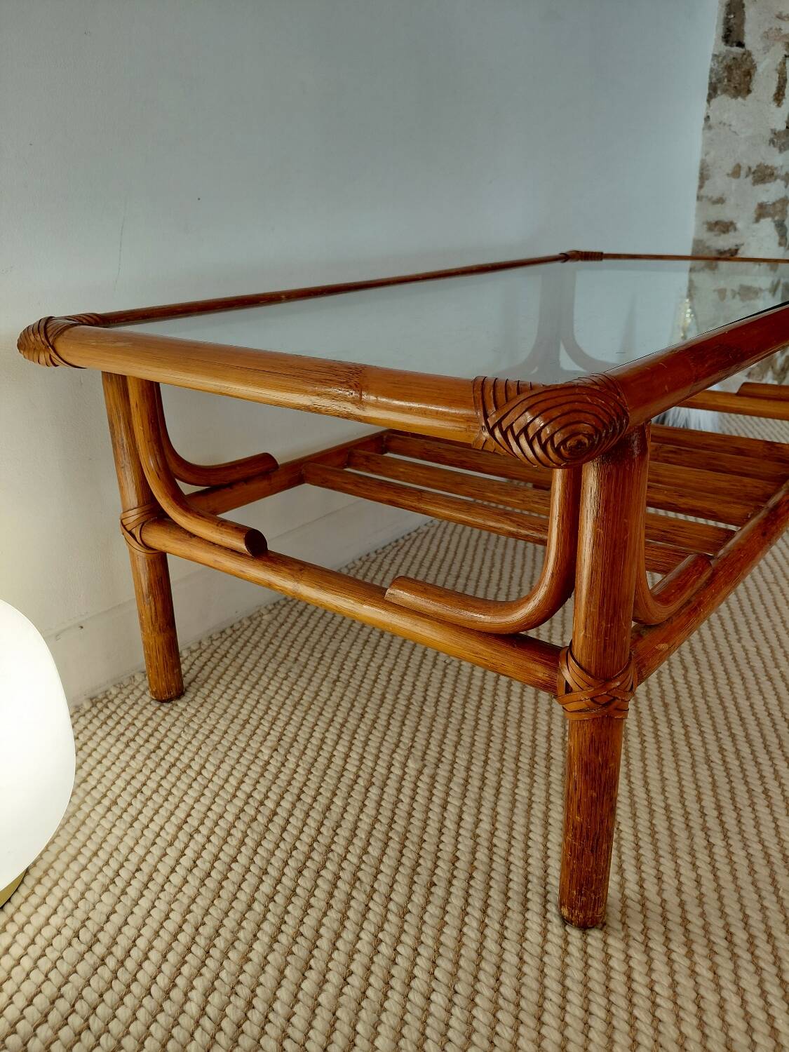 1970s rattan coffee table