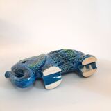 Vintage elephant statue, Aldo Londi for Bitossi, Rimini blue series.