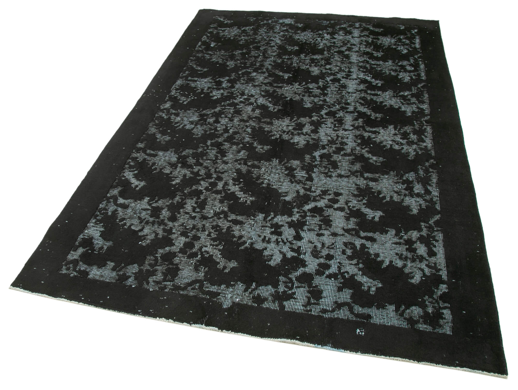 Handmade distressed oriental 1980s 158 cm x 250 cm black rug