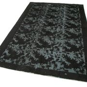 Handmade distressed oriental 1980s 158 cm x 250 cm black rug