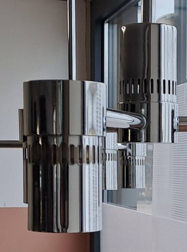 Pair of chrome pendant lights from the 70s.