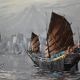 marine painting sailboats seaside in Asia HSP signed