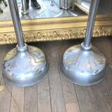 Pair of chrome metal flashlights, circa 1970, 8 lights, 160 cm