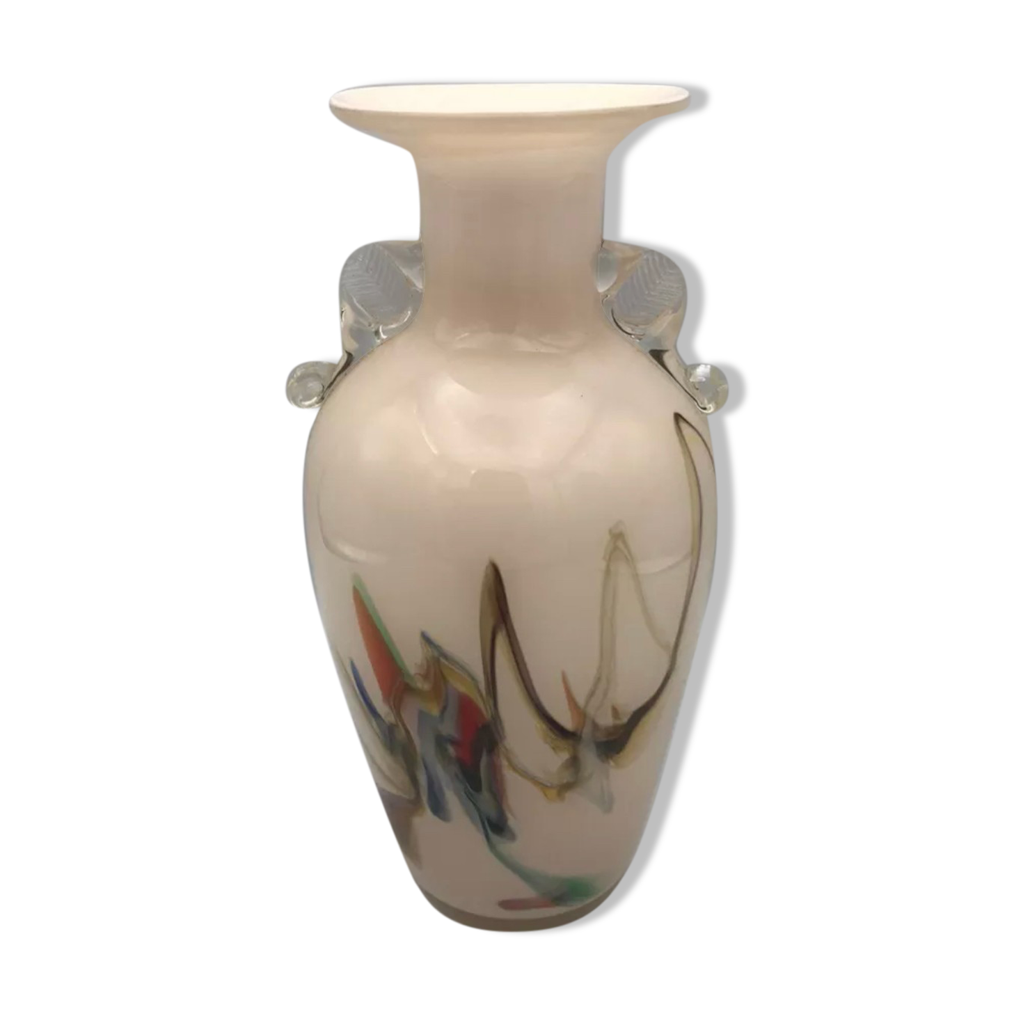 Sulfur glass vase with artistic polychrome inclusion 20.5 cm