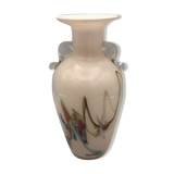 Sulfur glass vase with artistic polychrome inclusion 20.5 cm