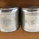 6 tasses et sous tasses en étain motifs oiseaux et fleurs et inscription Chinoise