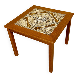 Danish mid-century teak sidetable with tile inlay 1960s