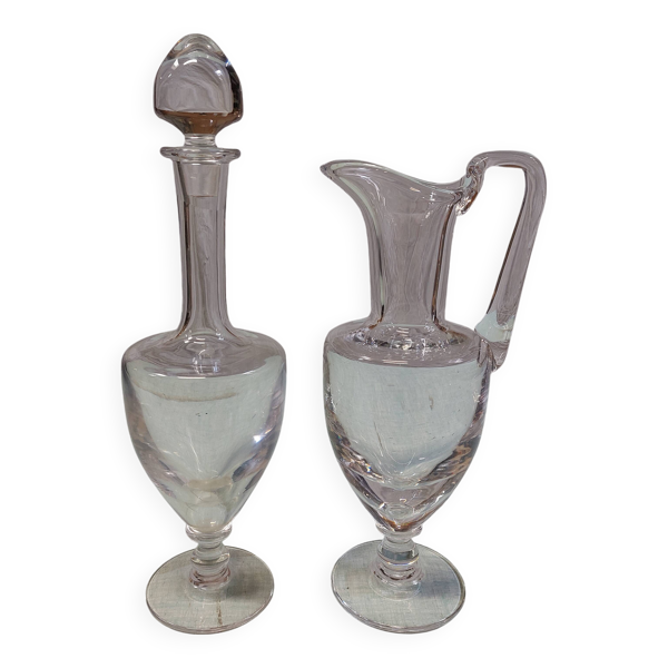 Ensemble Carafe à vin et Cruche à eau en Cristal Saint Louis