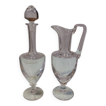 Ensemble Carafe à vin et Cruche à eau en Cristal Saint Louis