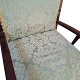 Coppia di Poltroncine Vintage Anni '70 in Mogano e Pregiata Seta di San Leu