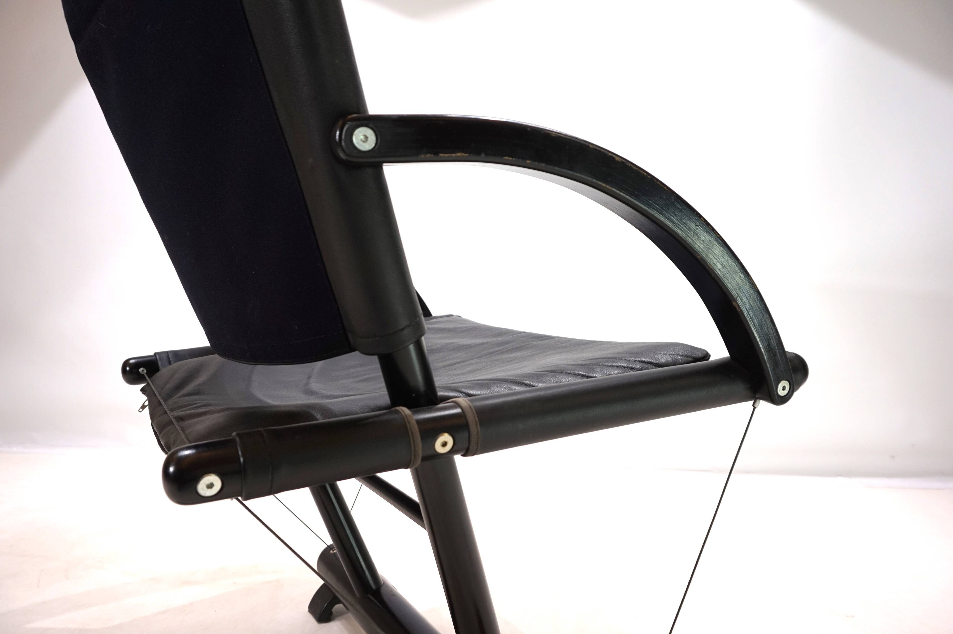 Fauteuil lounge en cuir Weishäupl Werkstätten String, 1980