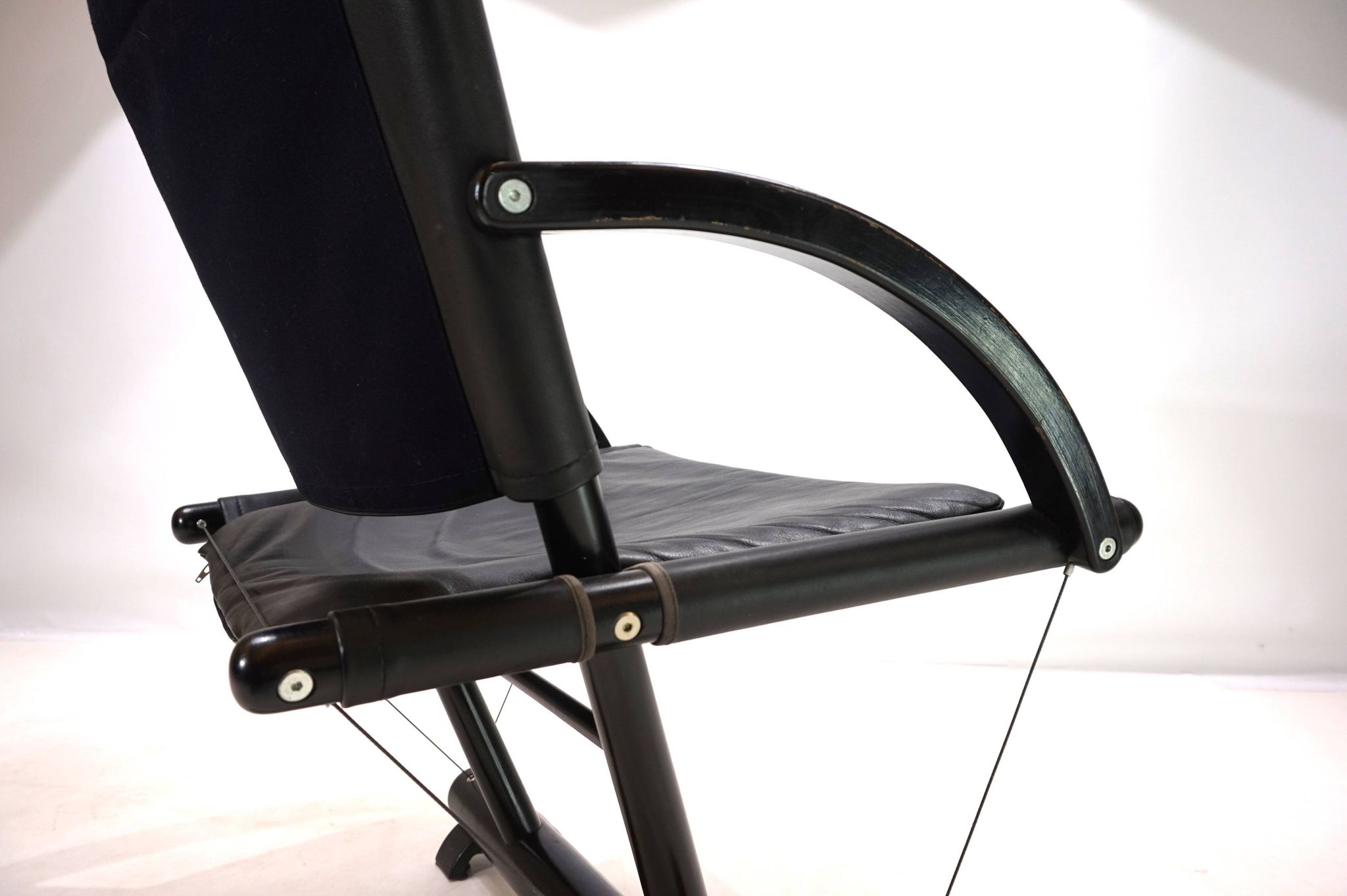 Fauteuil lounge en cuir Weishäupl Werkstätten String, 1980