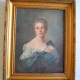 Portrait of Madame de Pompadour as Diana after Nattier painting HST